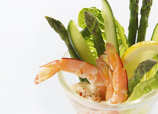 Asparagus and Prawn Dippers with Lemony Mayonnaise